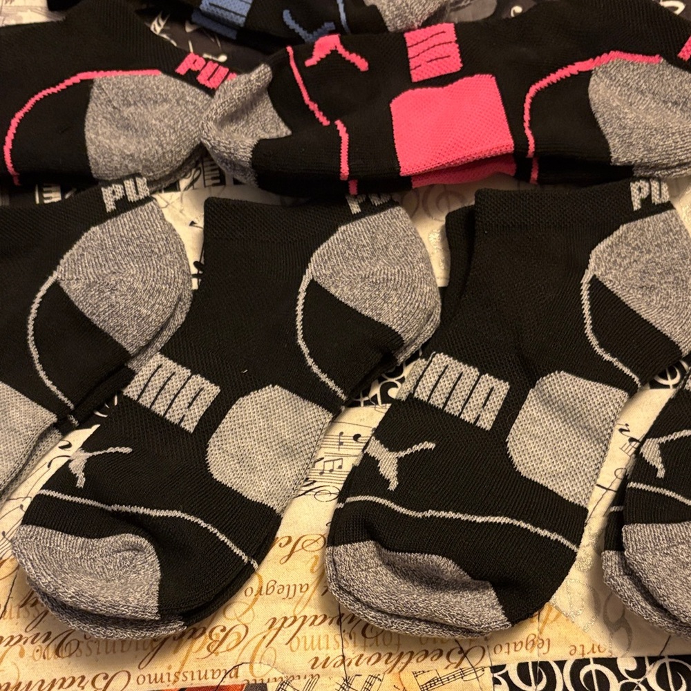 PUMA Black & Gray Low-Cut Athletic Socks - 8 Pack